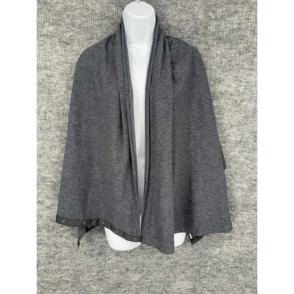 Lululemon Vinyasa Scarf Womens 26x58 Gray Jersey Button Wrap Rectangle Neck